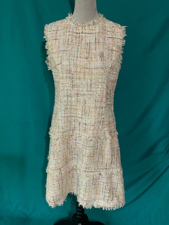 BOHO CHIC Dresses & Skirts - BOHO CHIC Sleeveless Ivory Boucle Tweed Mini Dress with Jeweled Neckline